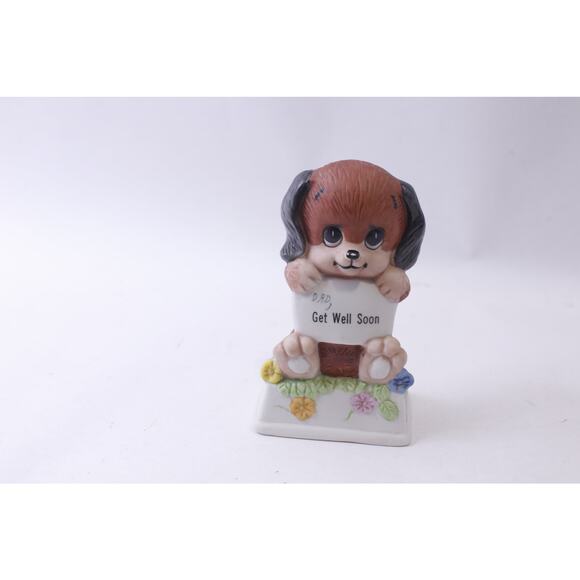 Get Well Soon, Puppy with a Heartwarming Message, Porcelain Figurine, - Picture 1 of 3